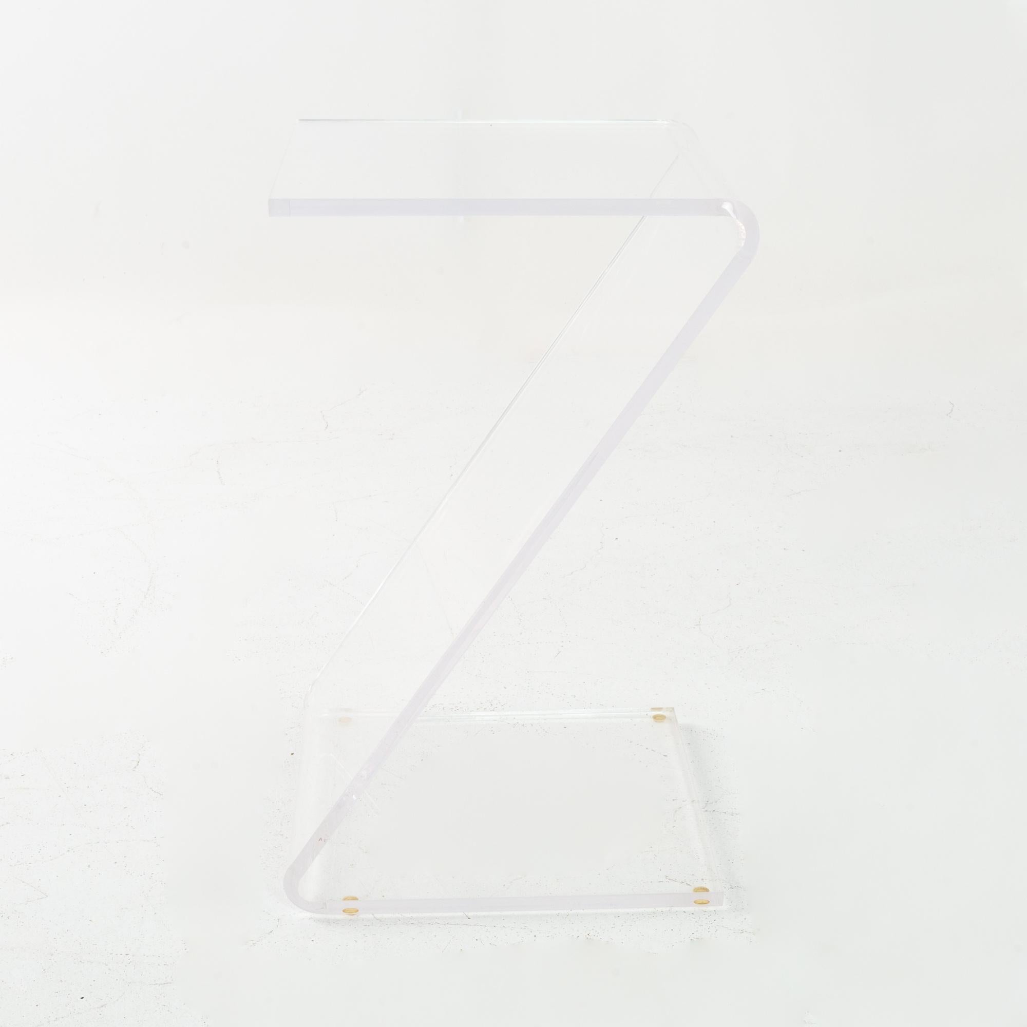 Midcentury Lucite Z Shaped Side End Tables, Matching Pair 2