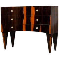 Midcentury Macassar Glass and Brass Chests of Drawer, 1950