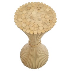 Midcentury Sheaf Of Wheat Rattan Floor Pedestal By Mcguire, 1970s