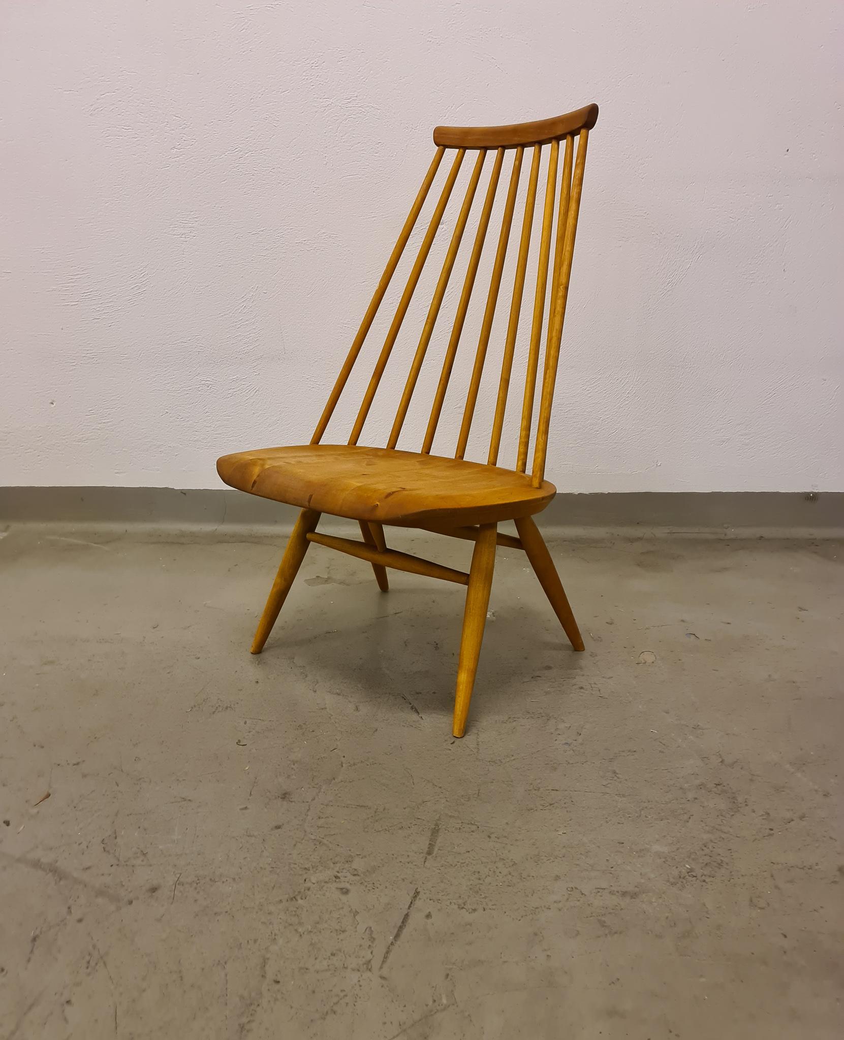 This Iconic 'Mademoiselle' chair designed by Illmari Tapiovaara for Edsby-verken, Sweden, with unique bentwood seats and curved backrest, original solid birch which is unusual. Labeled to the underside. This is the original made at Edsbyverken in