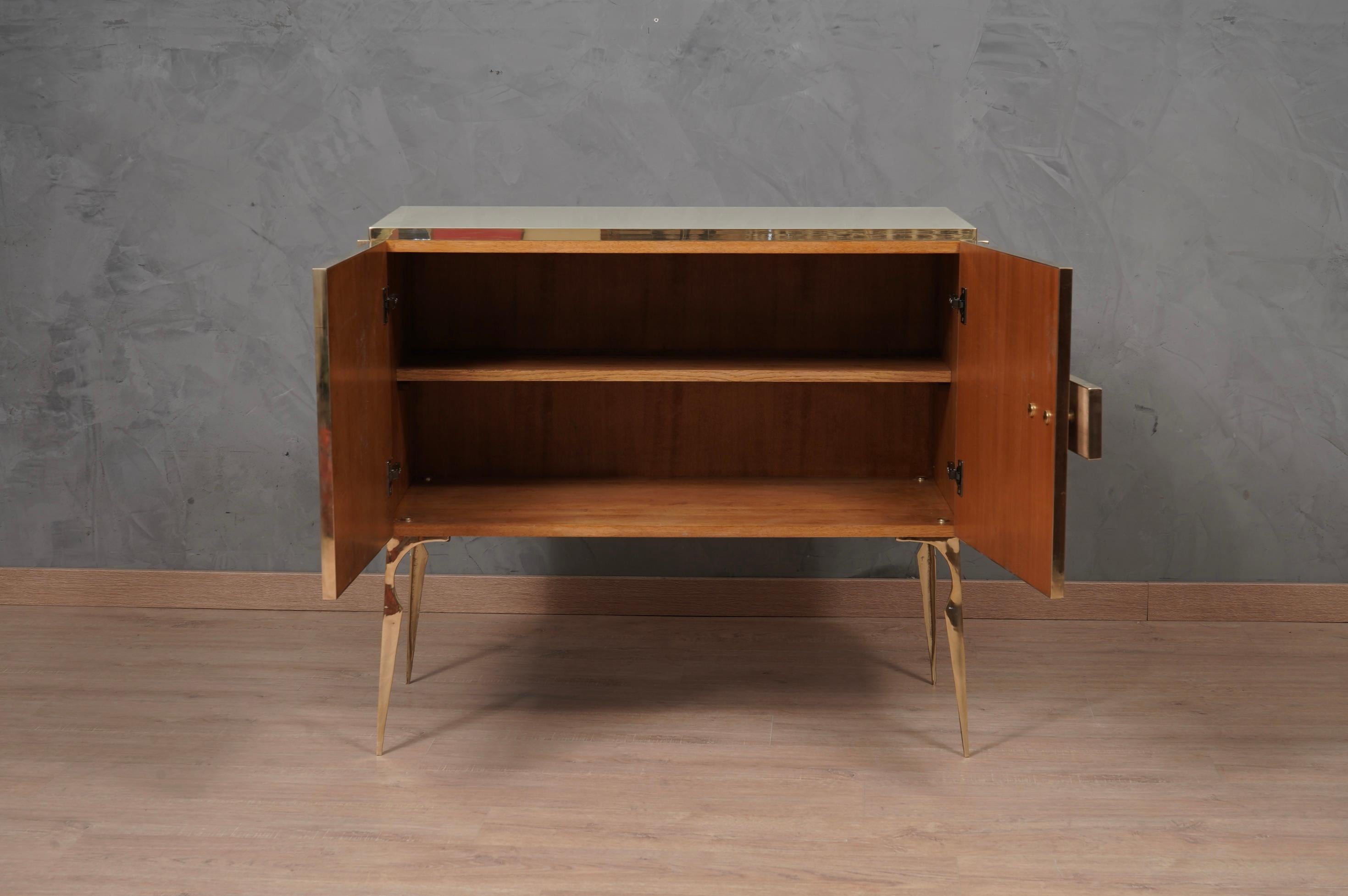 MidCentury Magenta and Cream Glass and Brass Italian Sideboard, 2000 2