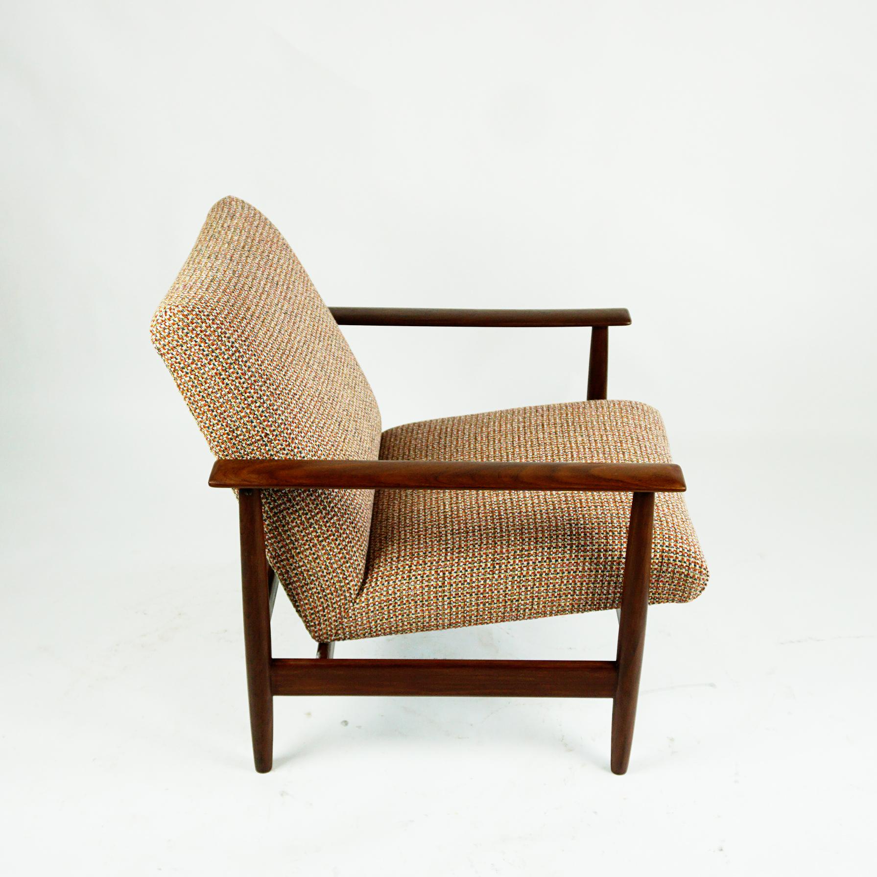 Mid-20th Century Midcentury Mahogany and New Fabric Lounge Chair by Knoll Antimott, Germany