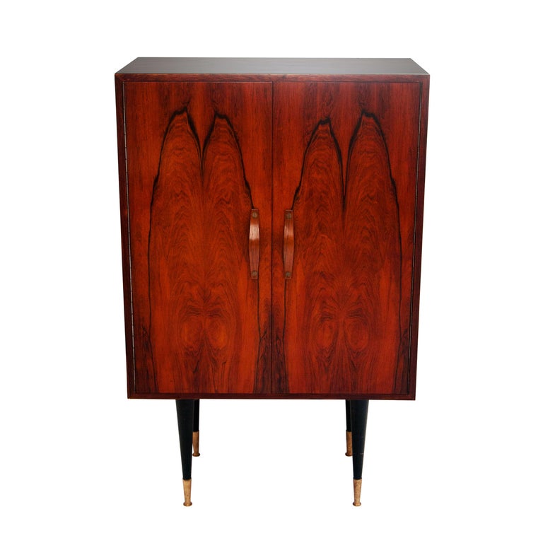 Midcentury Mahogany Brass Bar Italy, 1950 at 1stDibs