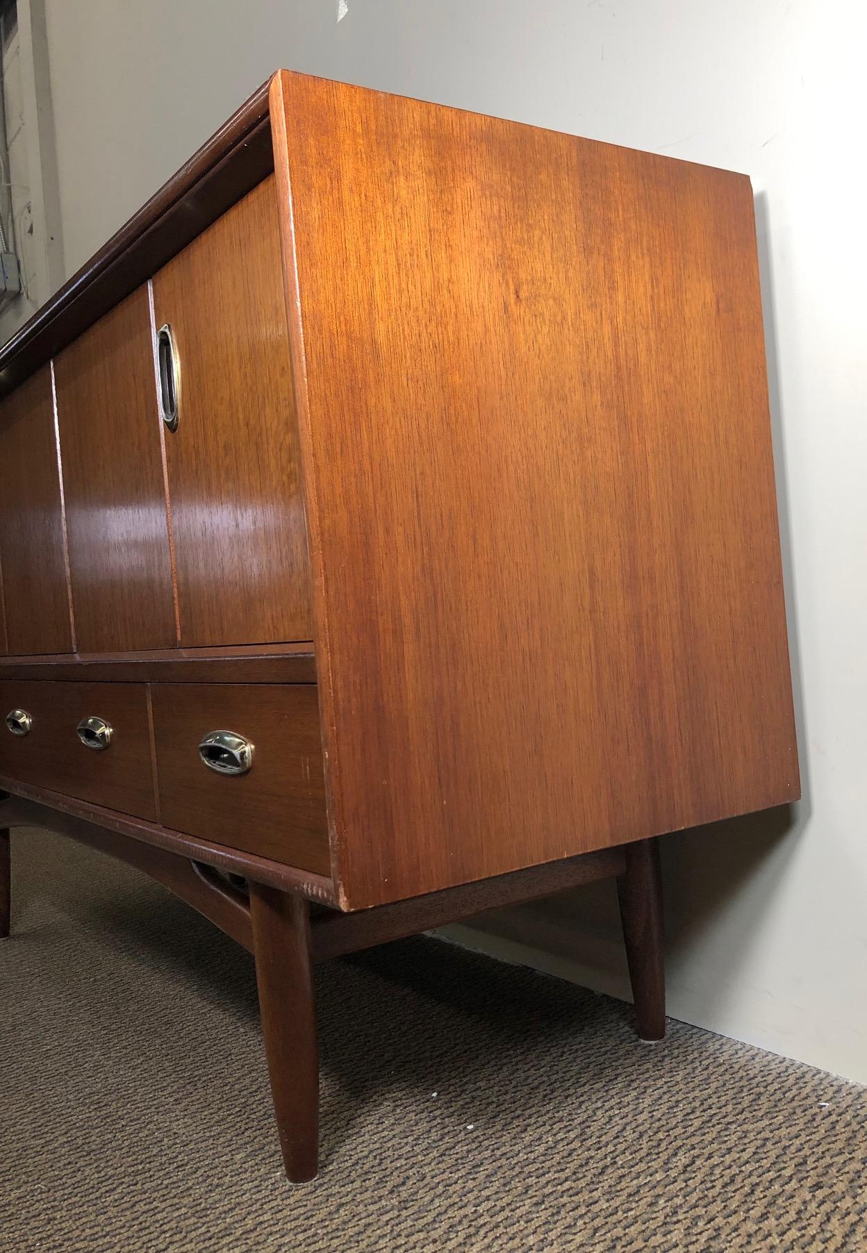 Midcentury Mahogany Credenza Sideboard with Metal Pulls by G Plan For Sale 7