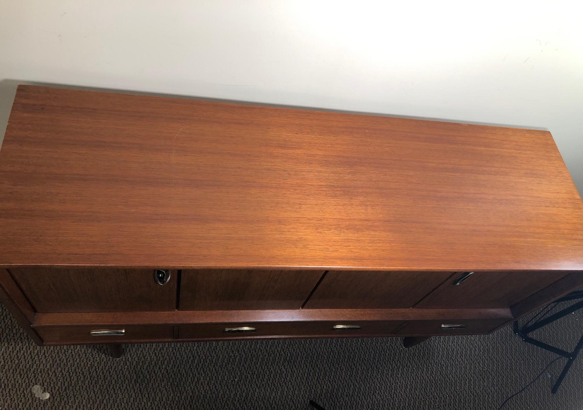 Midcentury Mahogany Credenza Sideboard with Metal Pulls by G Plan For Sale 11
