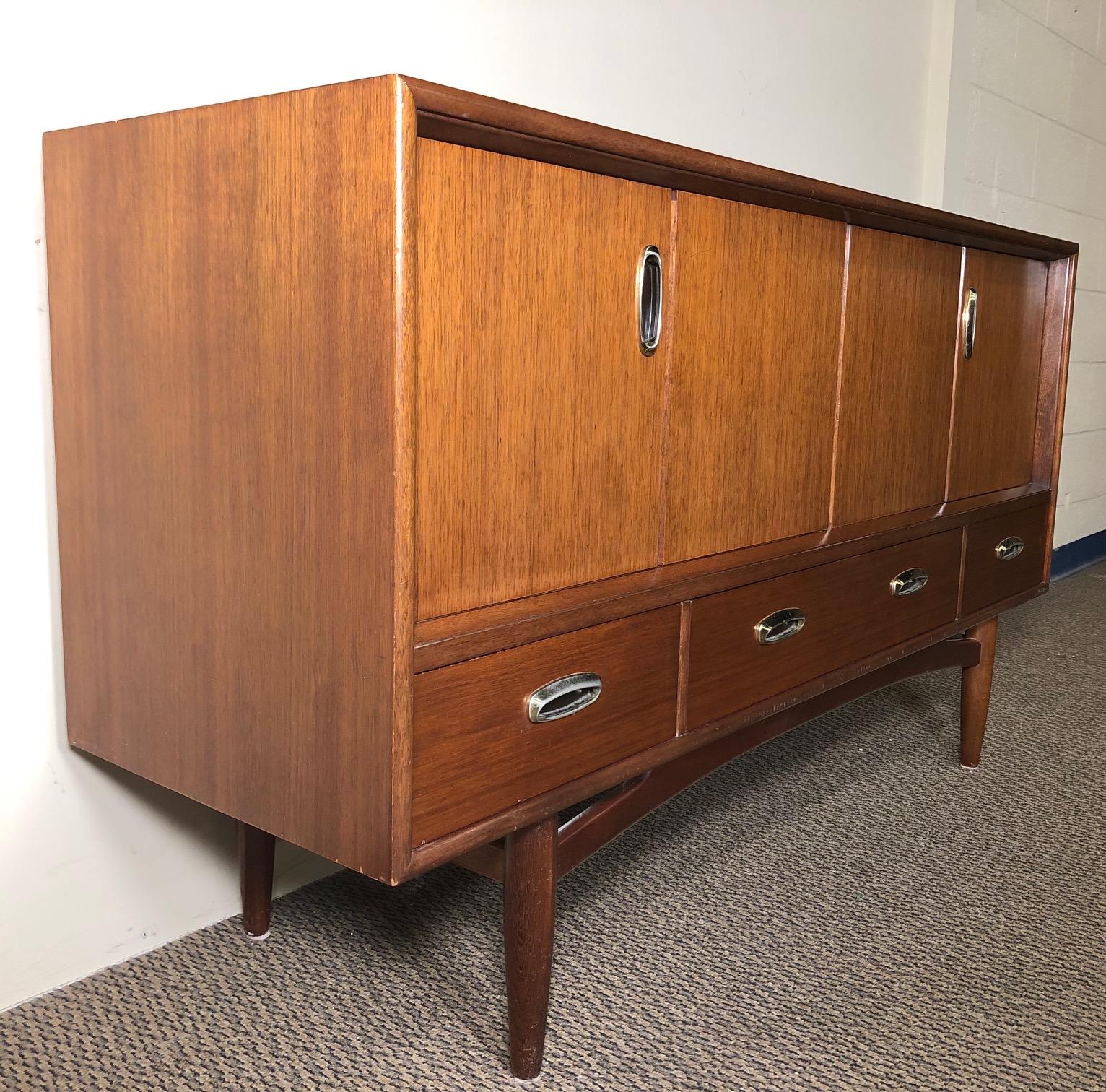 Mid-Century Modern Midcentury Mahogany Credenza Sideboard with Metal Pulls by G Plan For Sale
