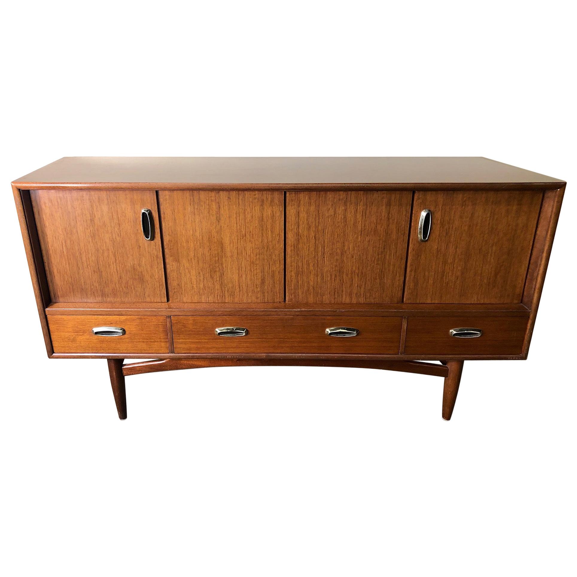 Midcentury Mahogany Credenza Sideboard with Metal Pulls by G Plan For Sale