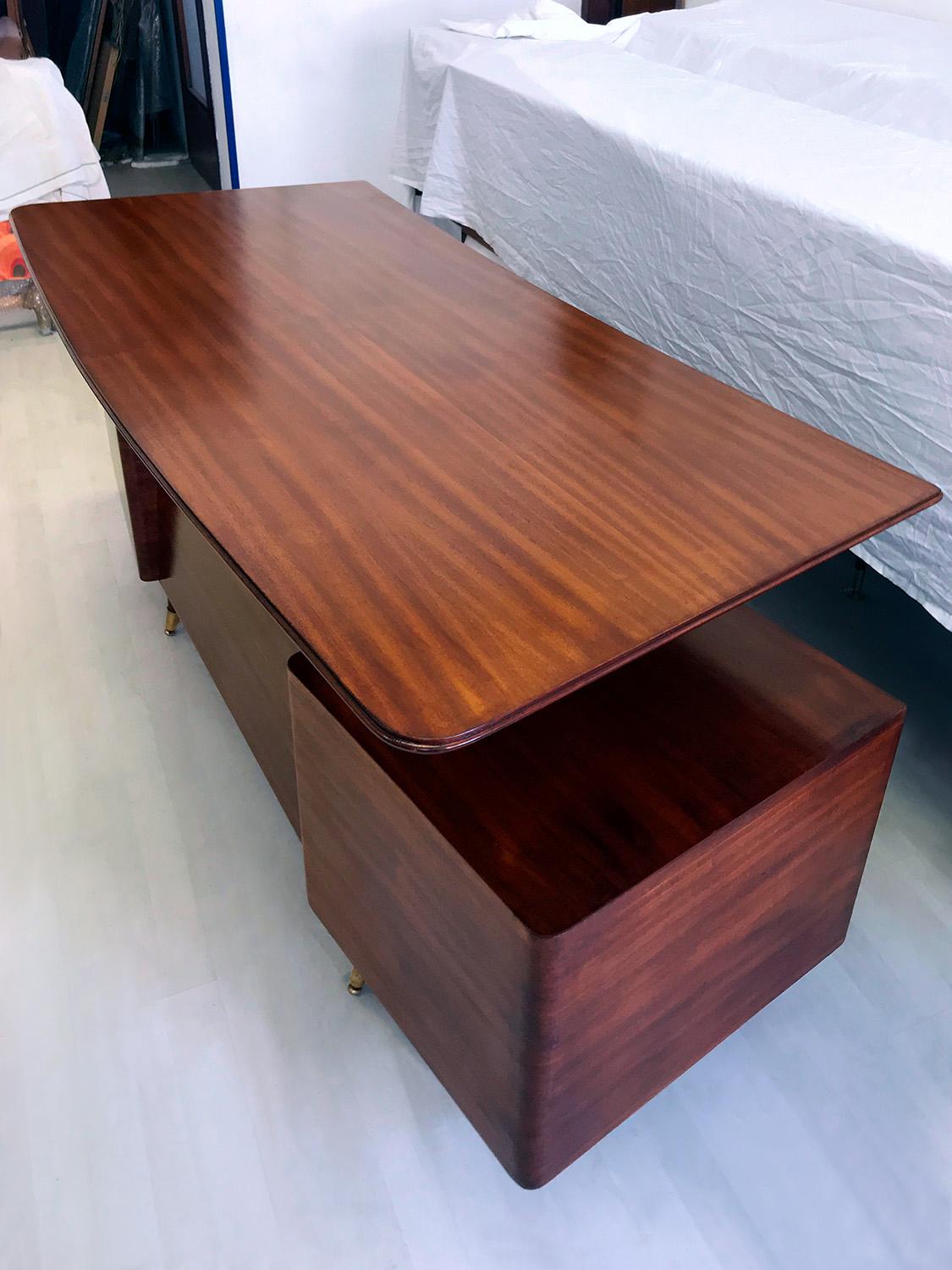 Midcentury Mahogany Desk and Bookcase by La Permanente Mobili Cantù, 1950s 4