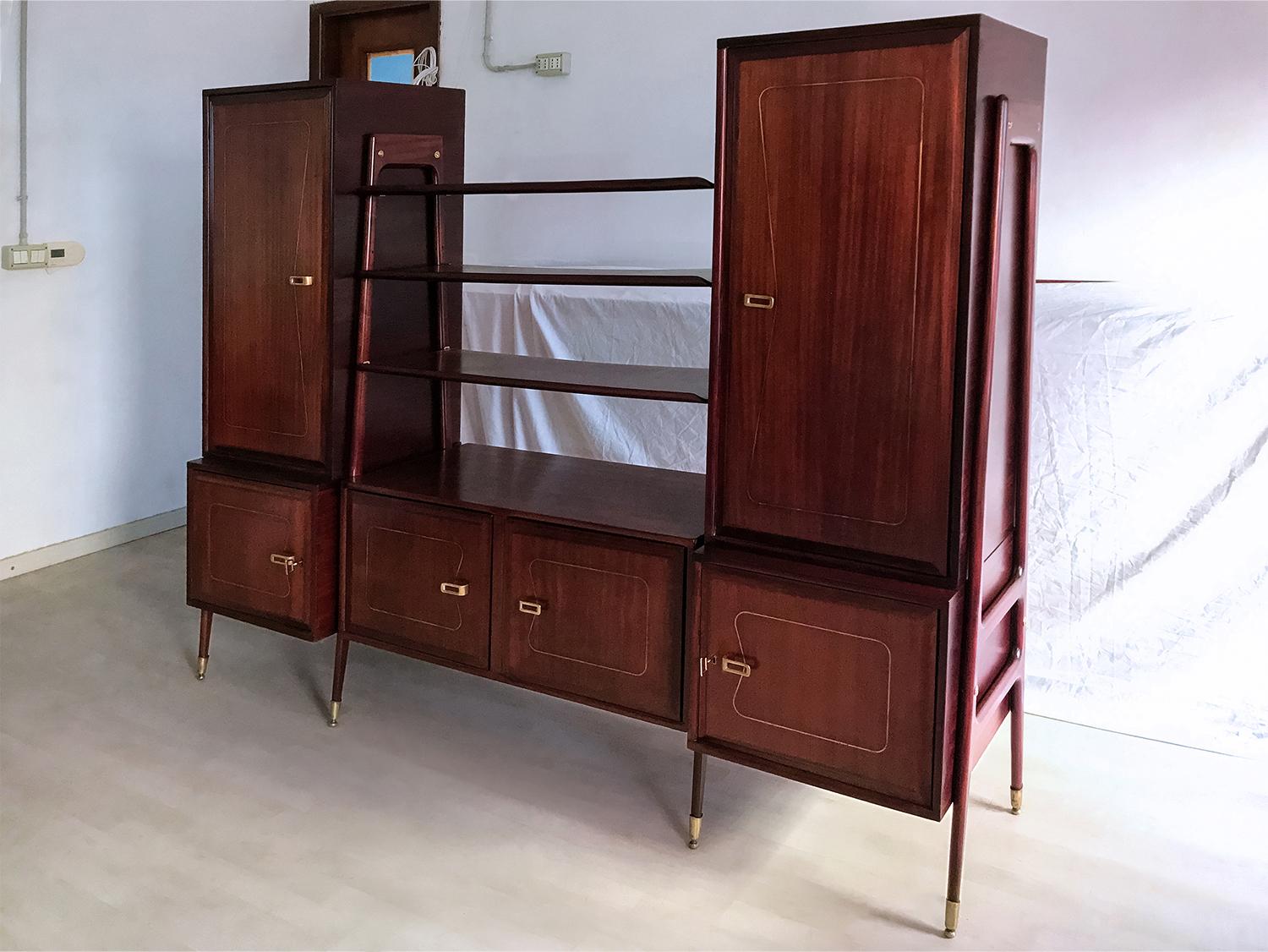 Midcentury Mahogany Desk and Bookcase by La Permanente Mobili Cantù, 1950s 6