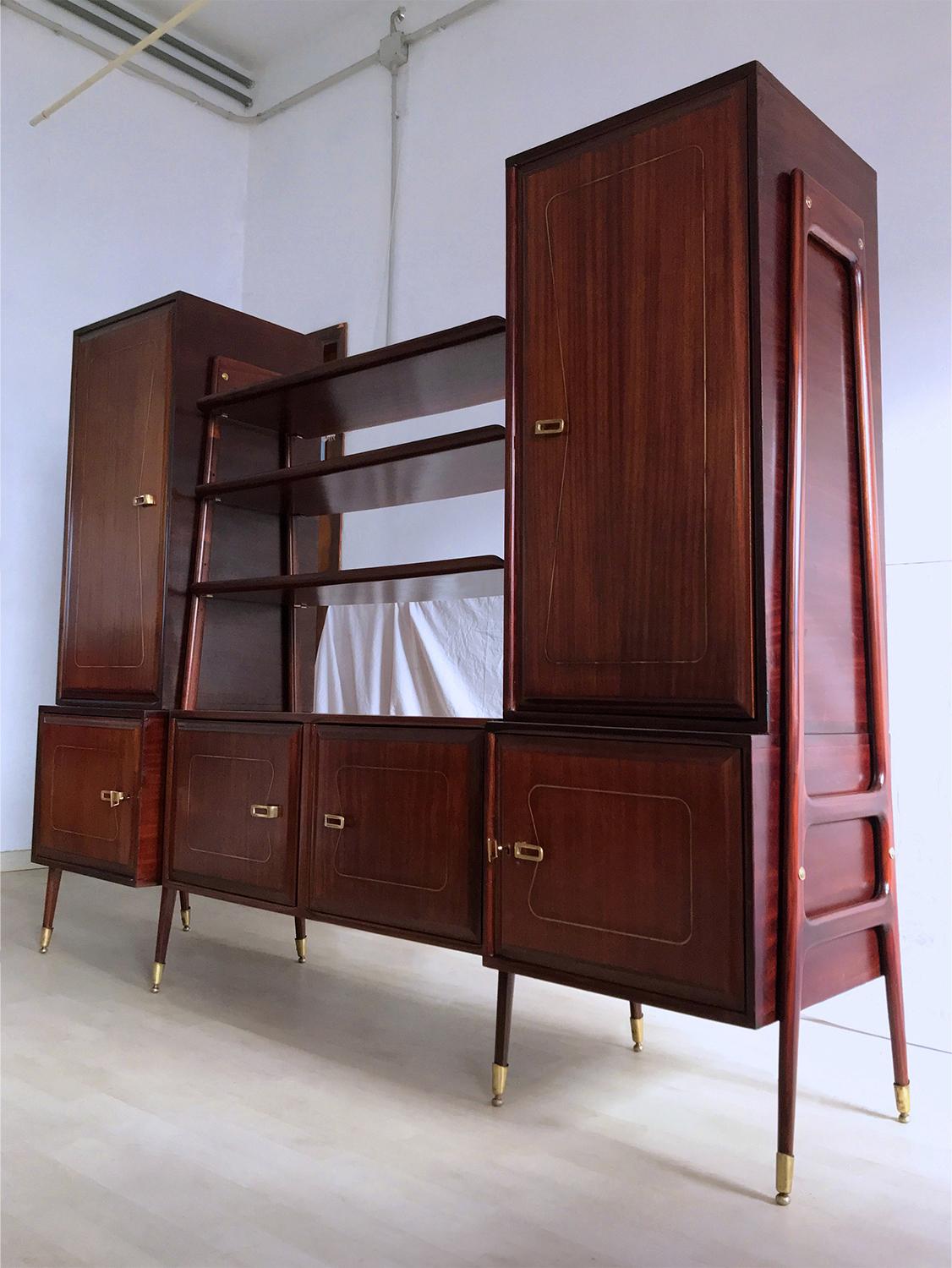 Midcentury Mahogany Desk and Bookcase by La Permanente Mobili Cantù, 1950s 8