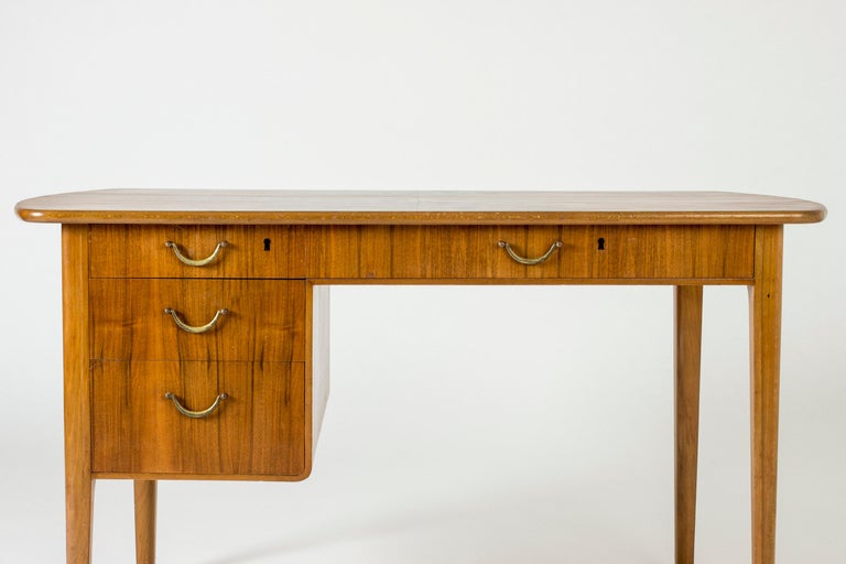 Midcentury Mahogany Desk Sweden 1950s, Small Desk With Drawers On One Side