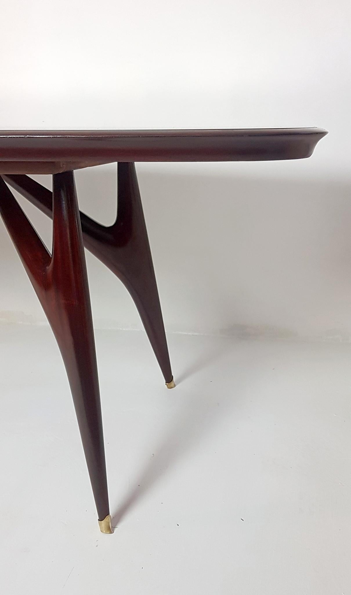 Midcentury Mahogany Dining Table by Vittorio Dassi, Italy For Sale 1