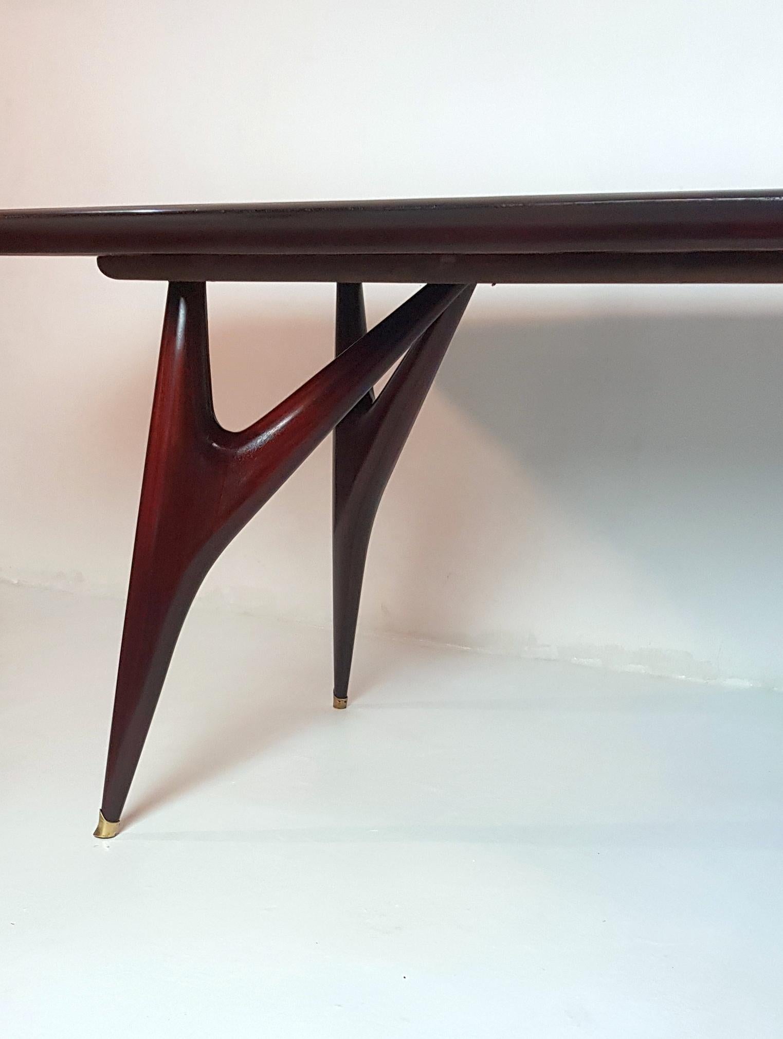 Midcentury Mahogany Dining Table by Vittorio Dassi, Italy For Sale 2