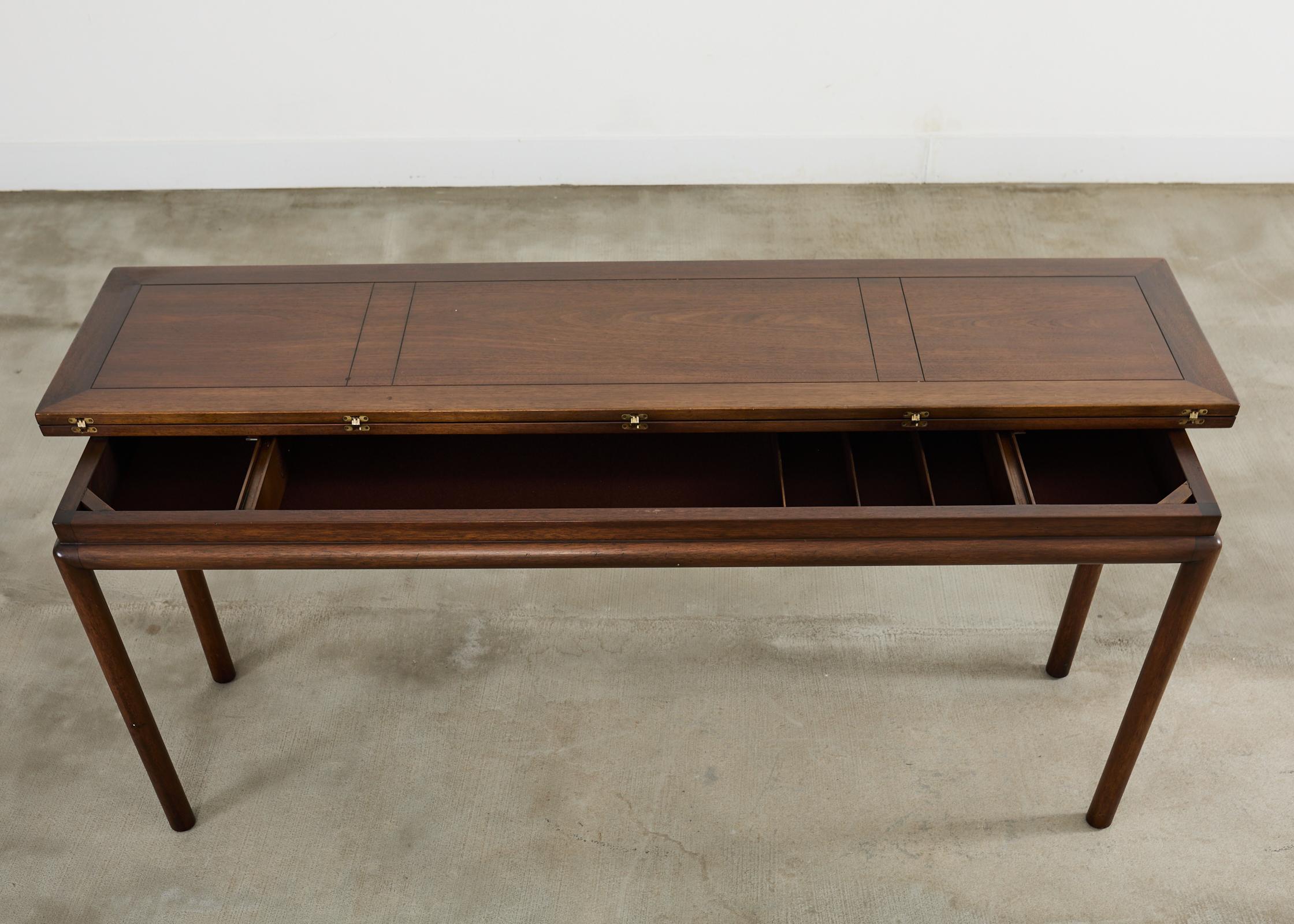 Midcentury Mahogany Flip-Top Console Dining Table by Kittinger 1