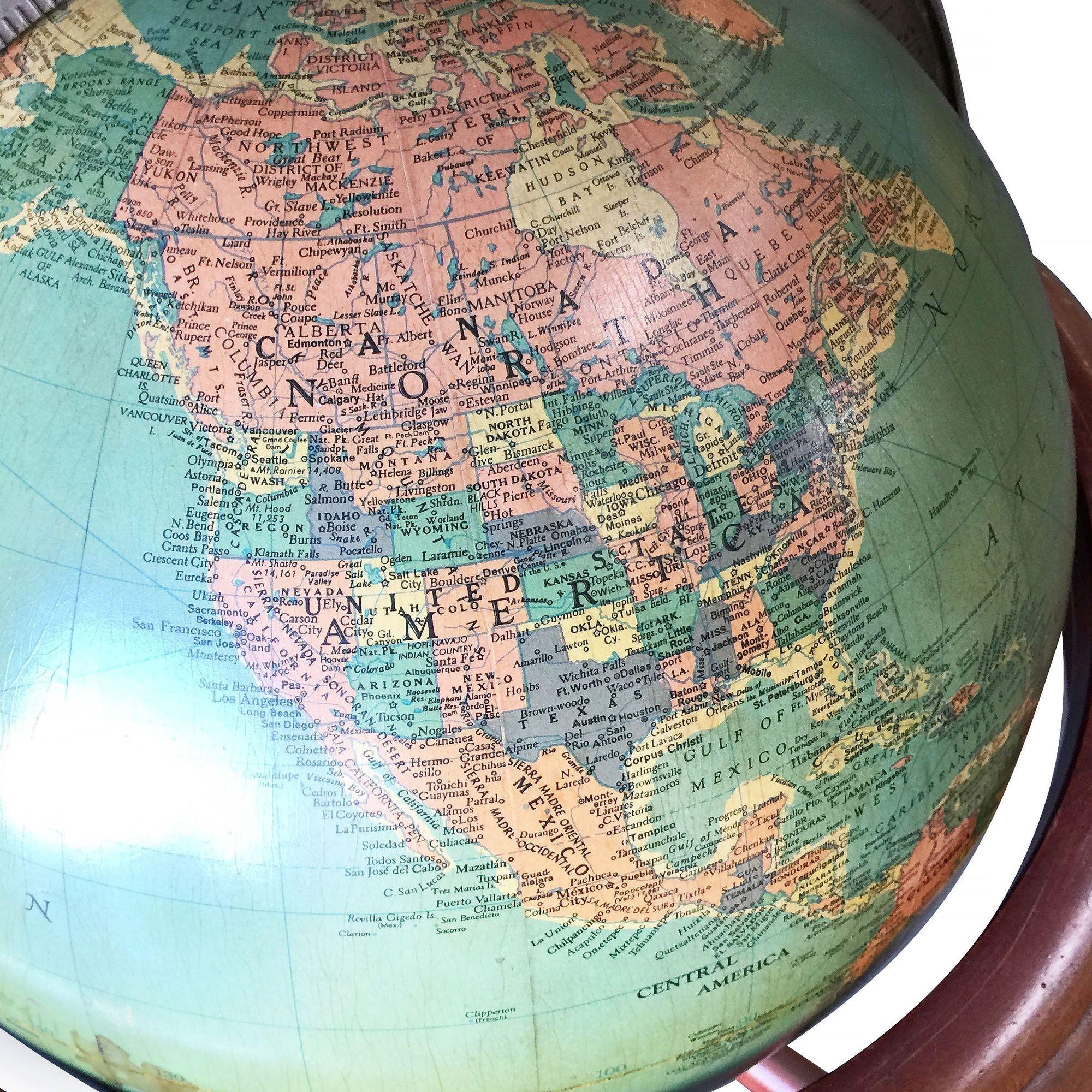 Midcentury Mahogany Floor Globe by Replogle For Sale 2