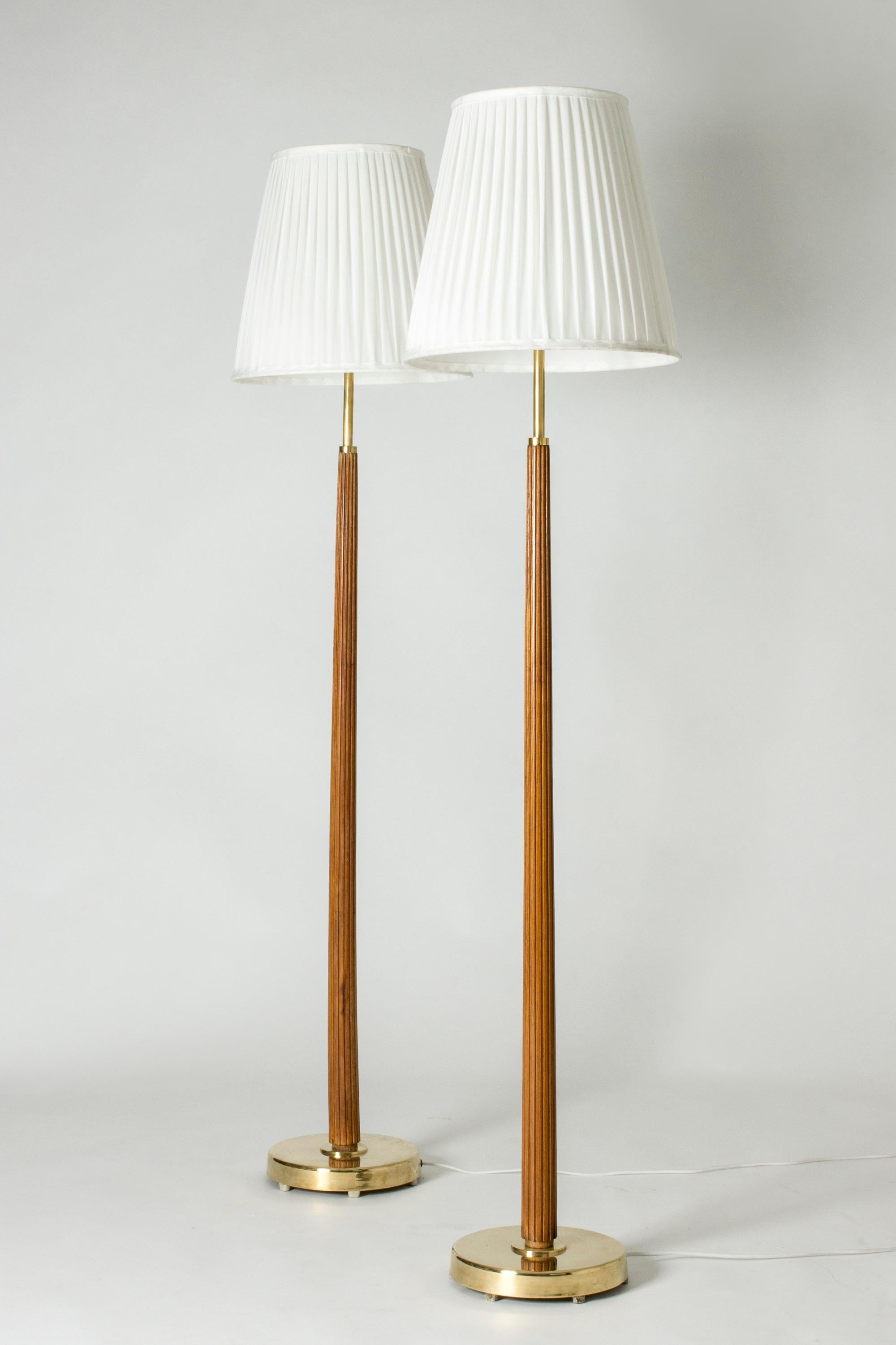 Swedish Midcentury Mahogany Floor Lamps by Hans Bergström, Sweden, 1950s