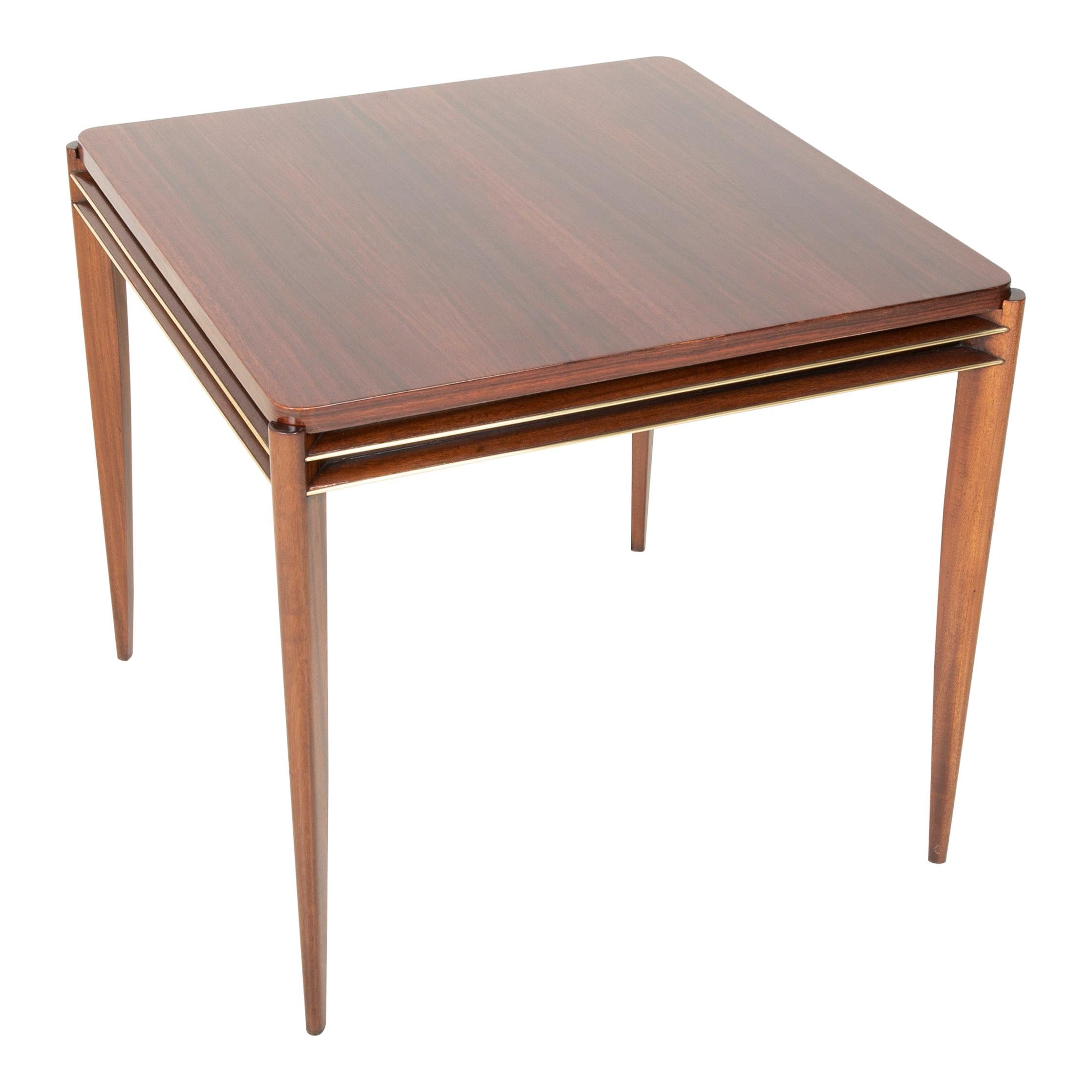 Midcentury Mahogany Games Table with Gilt Brass Detail