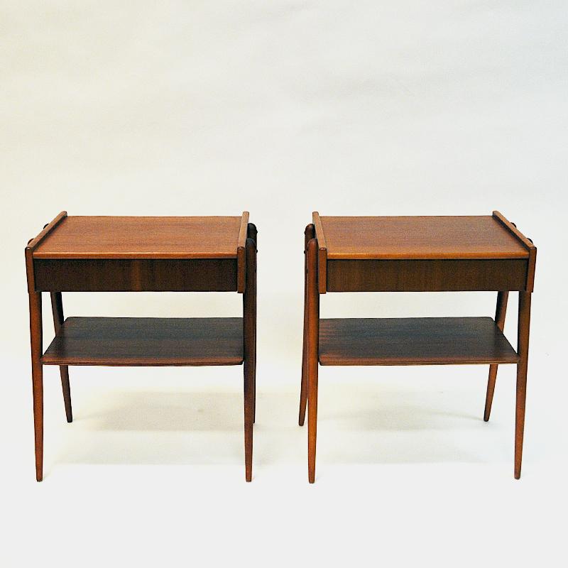 Swedish Midcentury Mahogany Night Tables Pair by Calström & Co, Sweden 1960s