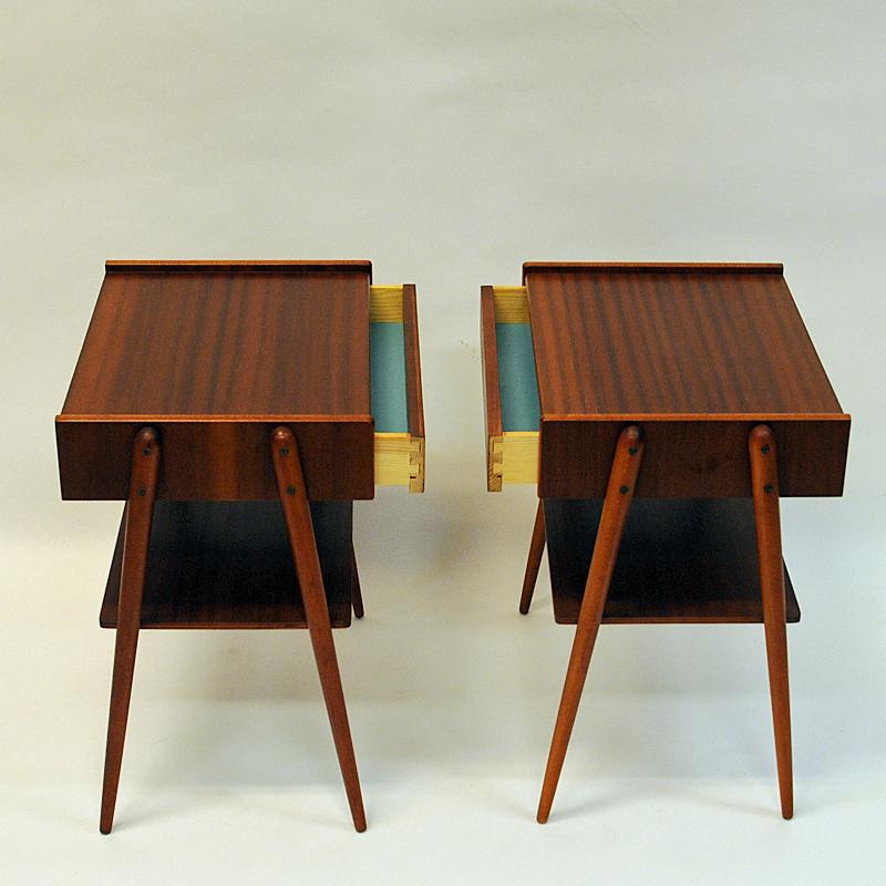 Midcentury Mahogany Night Tables Pair by Calström & Co, Sweden 1960s 1