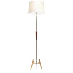 Midcentury Maison Arlus Brass Tripod Floor Lamp, 1950s