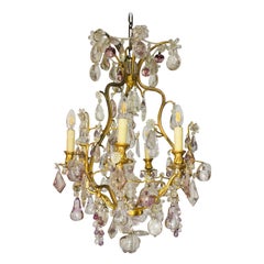 Lustre en cristal et bronze de la Maison Bagues du milieu du siècle dernier