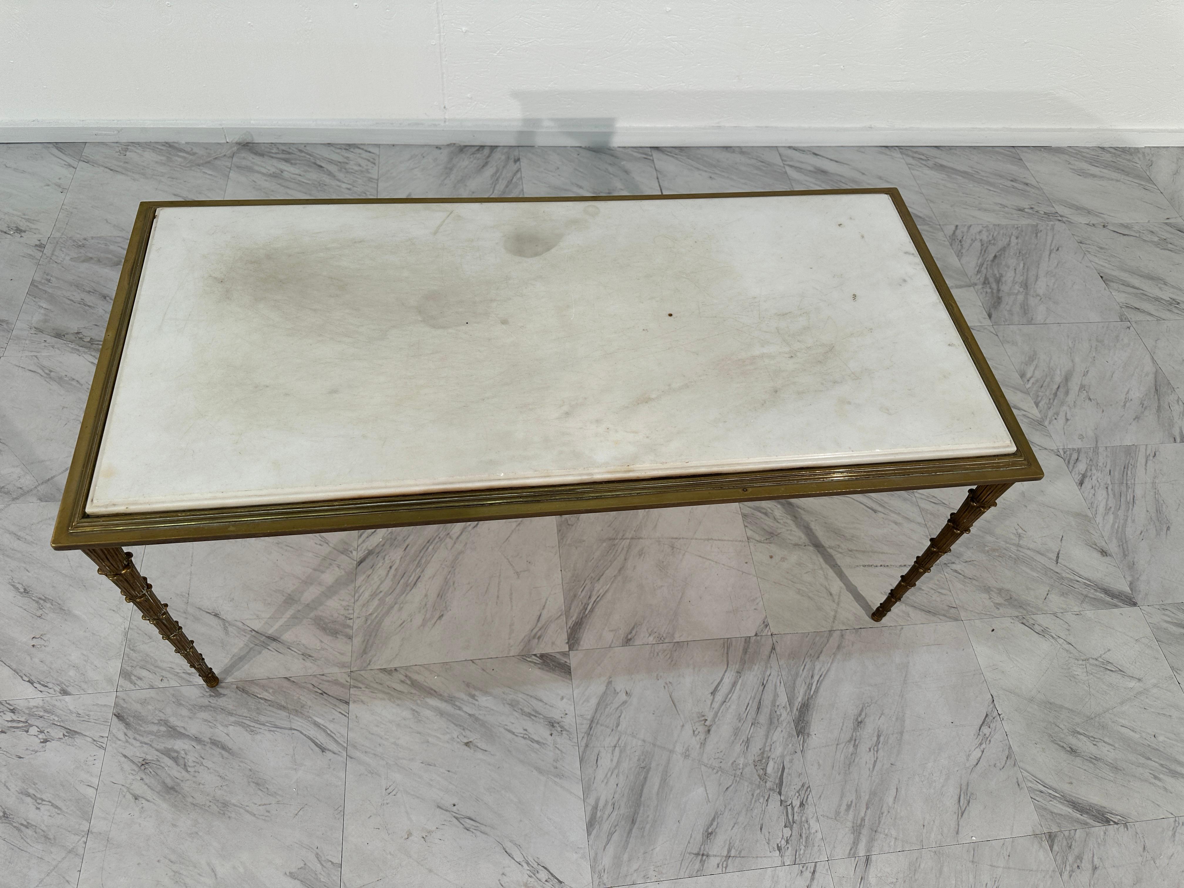 Midcentury Maison Bagues French Bronze Coffee Table 1970s In Good Condition For Sale In Los Angeles, CA