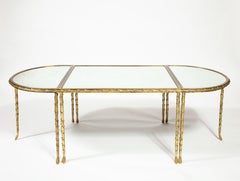 Midcentury Maison Bagues French Louis XVI Style Gilt Bronze Mirror Coffee Table