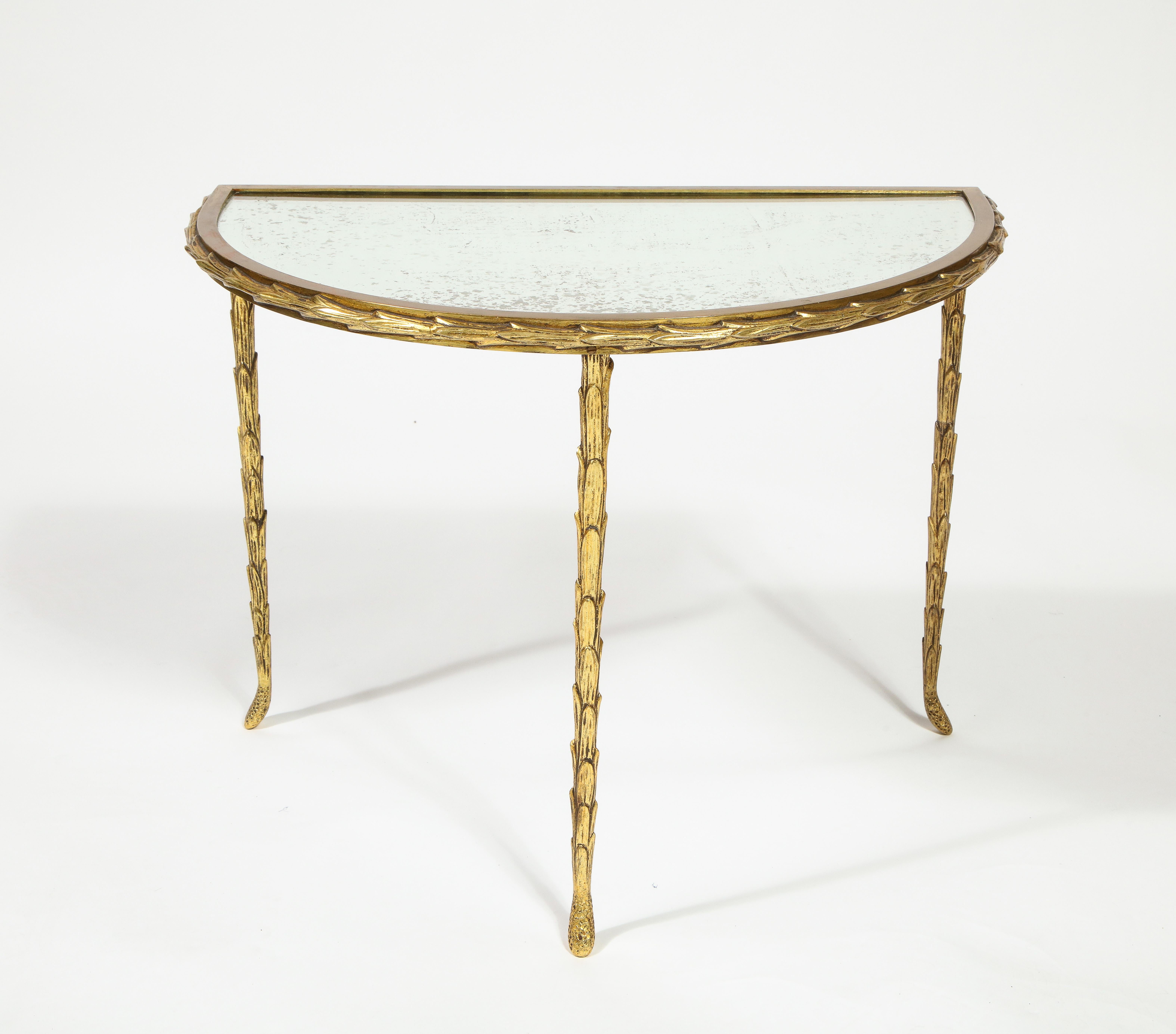 Midcentury Maison Bagues French Louis XVI Style Gilt Bronze Mirror Coffee Table For Sale 4