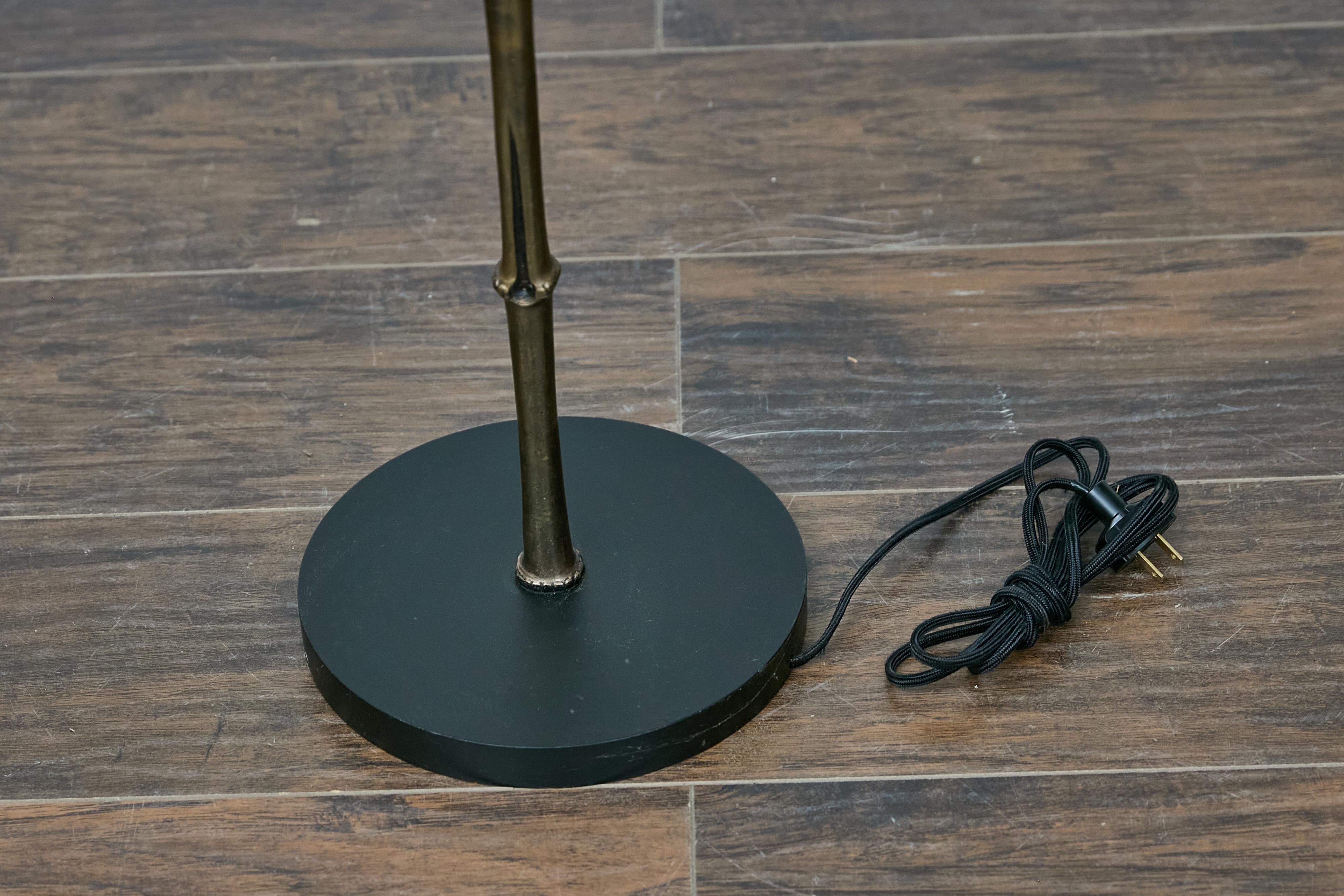 Mid-Century Modern Midcentury Maison Baguès Inspired Faux Bamboo Steel Floor Lamp, Rewired for USA