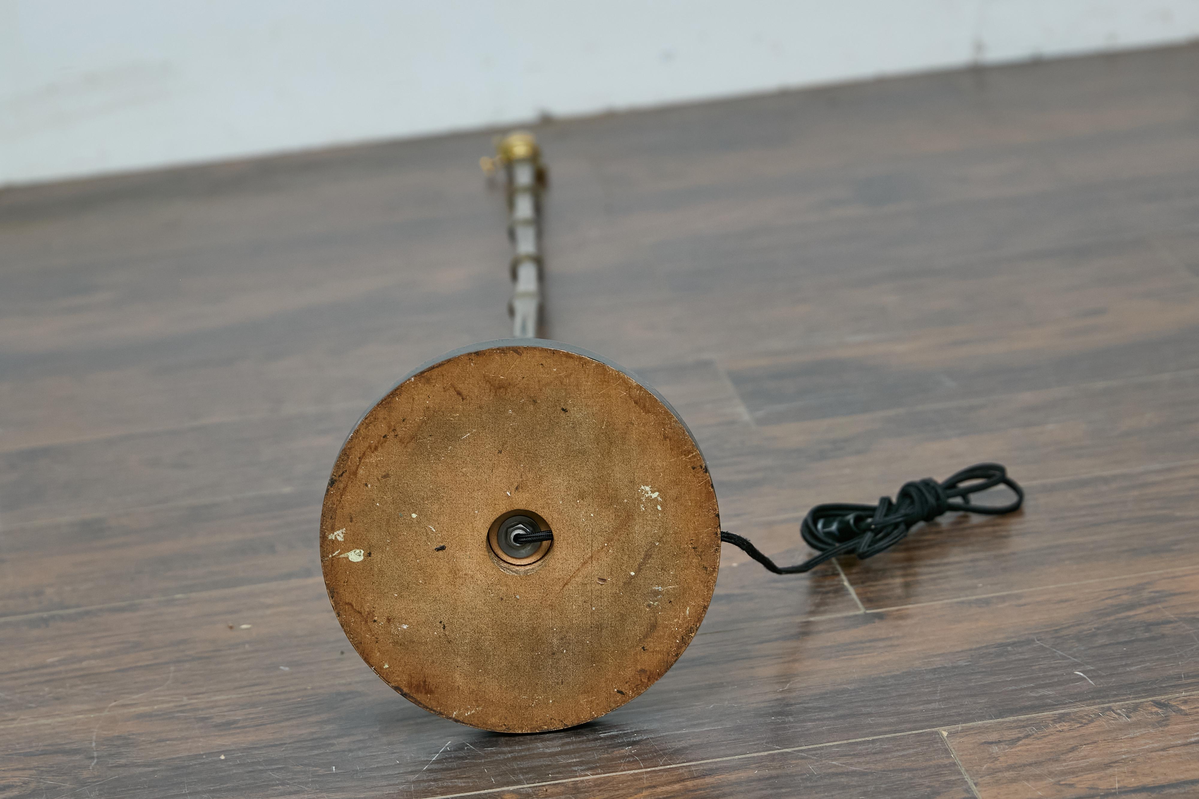 Midcentury Maison Baguès Inspired Faux Bamboo Steel Floor Lamp, Rewired for USA In Good Condition In Atlanta, GA