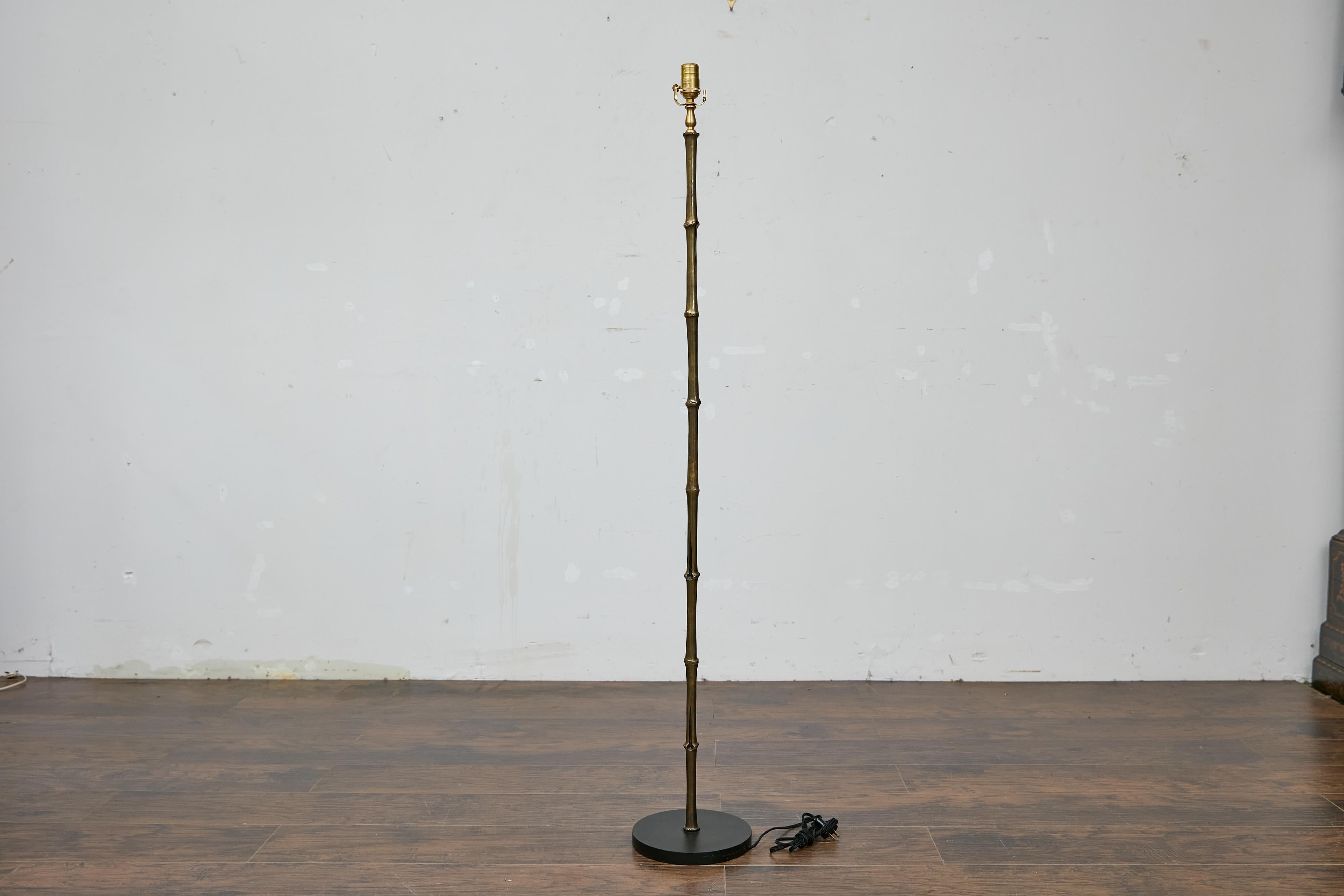 Midcentury Maison Baguès Inspired Faux Bamboo Steel Floor Lamp, Rewired for USA 2