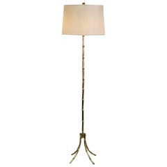 Midcentury Maison Baguès Style Bronze Faux Bamboo Floor Lamp