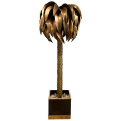 Midcentury Maison Jansen Brass Palm Tree Floor Lamp