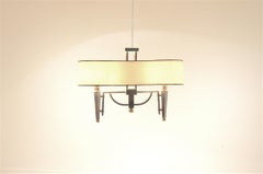 Midcentury Maison Jansen Flush Mount Bicolored Brass Ceiling Chandelier
