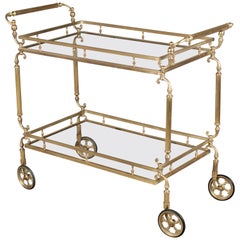 Midcentury Maison Jansen French Brass Bar Cart