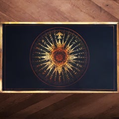 Midcentury Maison Jansen Mahogany and Églomisé Black Glass Compass Coffee Table