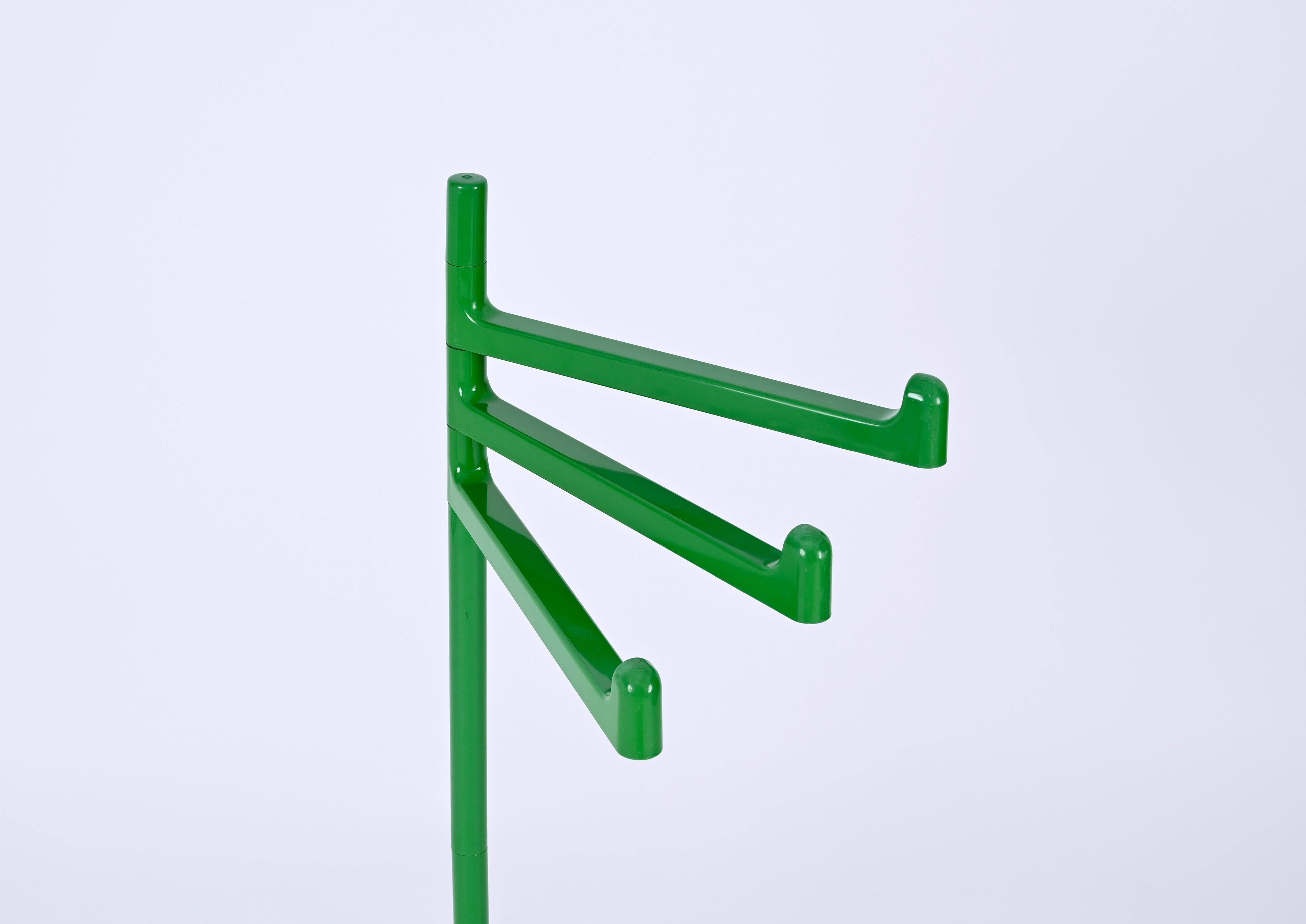 Midcentury Makio Hasuike Green Steel Sculptural Italian Towel Rack, Gedy 1970s For Sale 4
