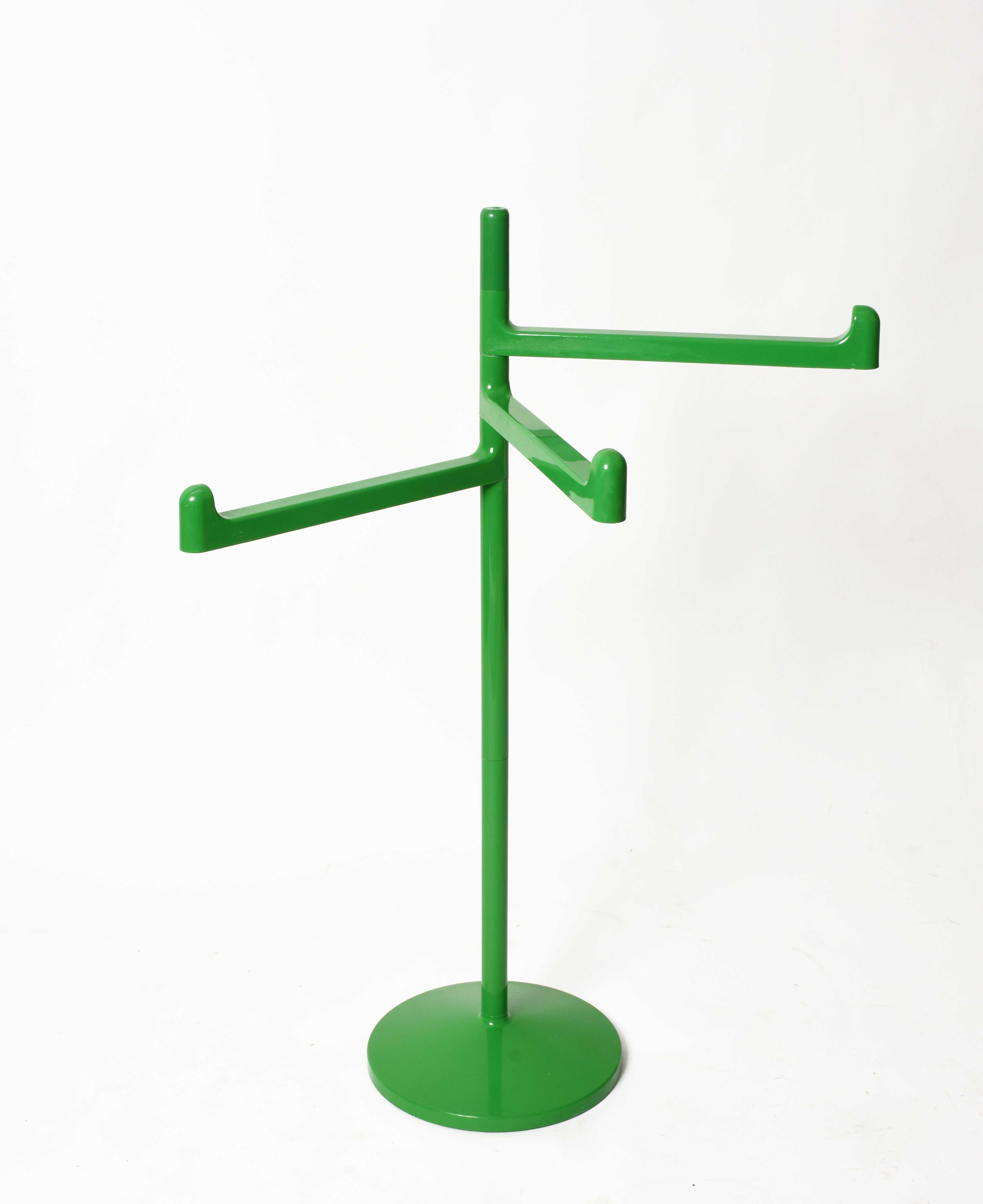 Midcentury Makio Hasuike Green Steel Sculptural Italian Towel Rack, Gedy 1970s 3