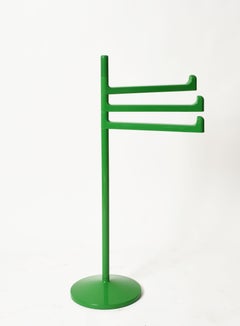 Midcentury Makio Hasuike Green Steel Sculptural Italian Towel Rack, Gedy 1970s