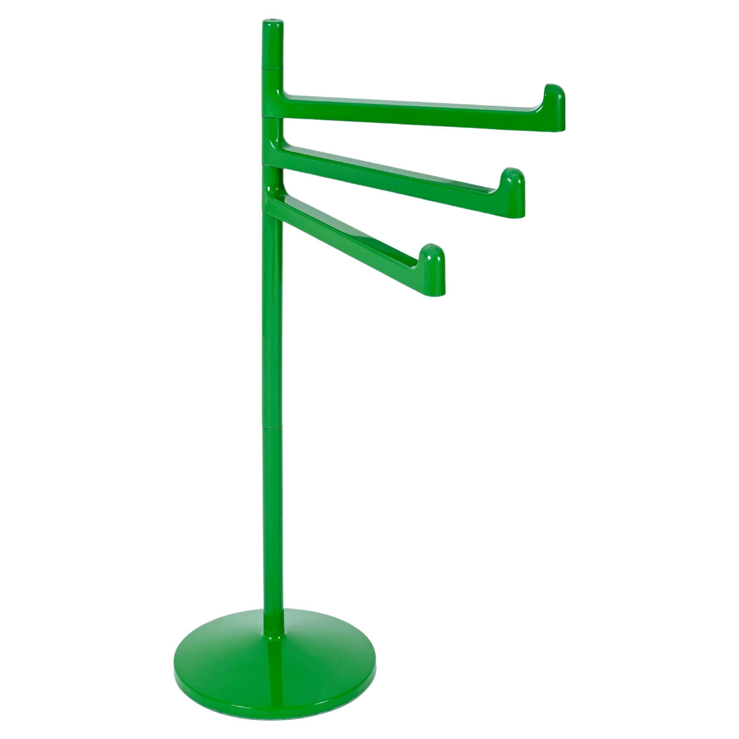 Midcentury Makio Hasuike Green Steel Sculptural Italian Towel Rack, Gedy 1970s For Sale