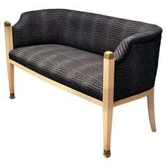 Midcentury Maple Brass and Fabric Austrian Canape Sofa, 1940