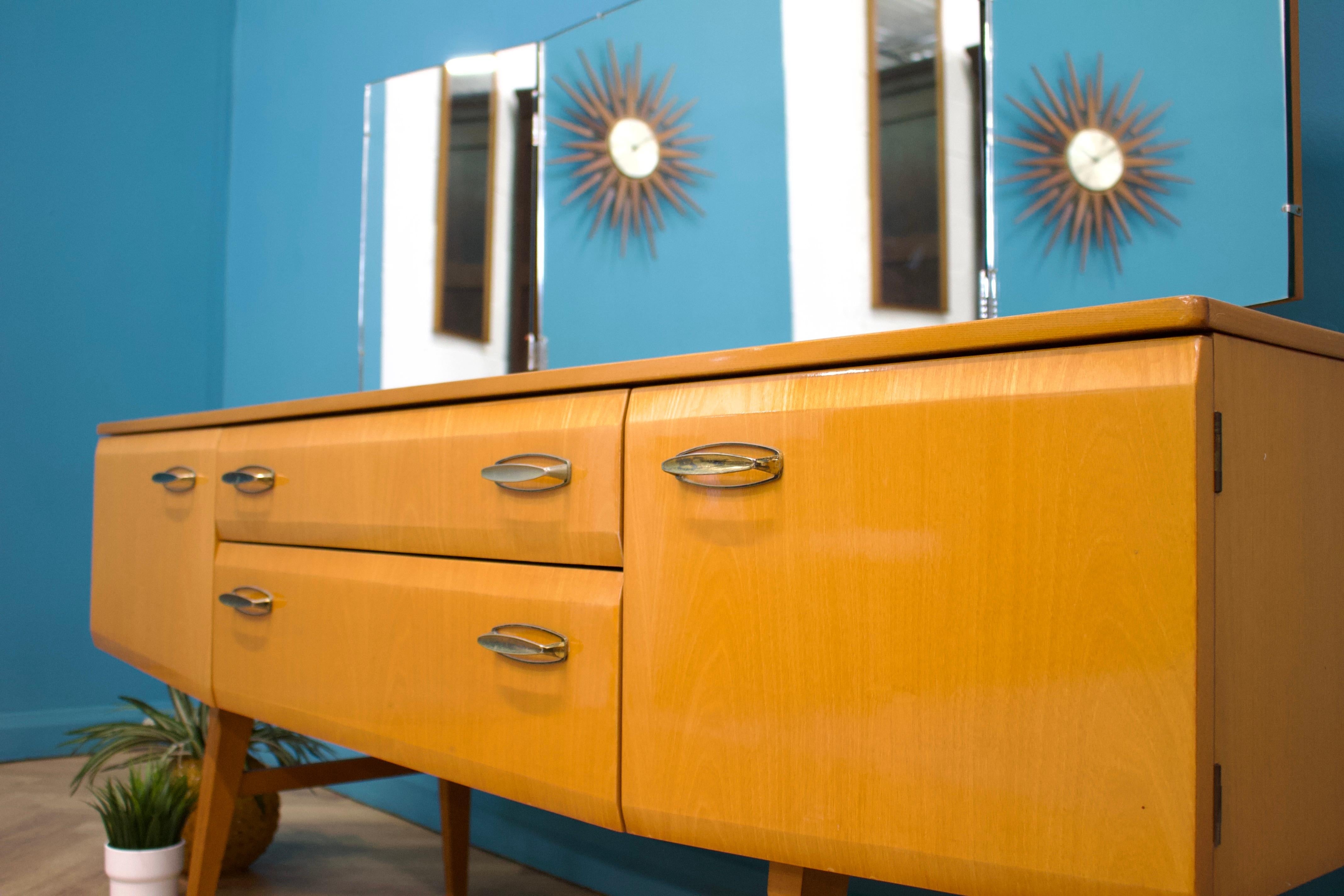 Midcentury, Maple Sideboard or Chest of Drawers by Meredew, 1960s In Good Condition For Sale In South Shields, GB
