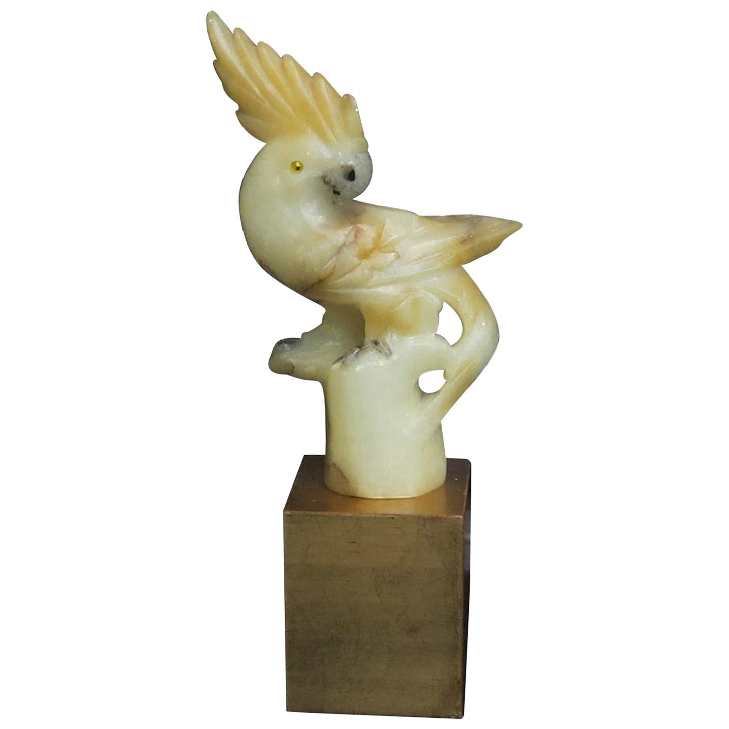 Midcentury Marble Cockatoo on Giltwood Base For Sale