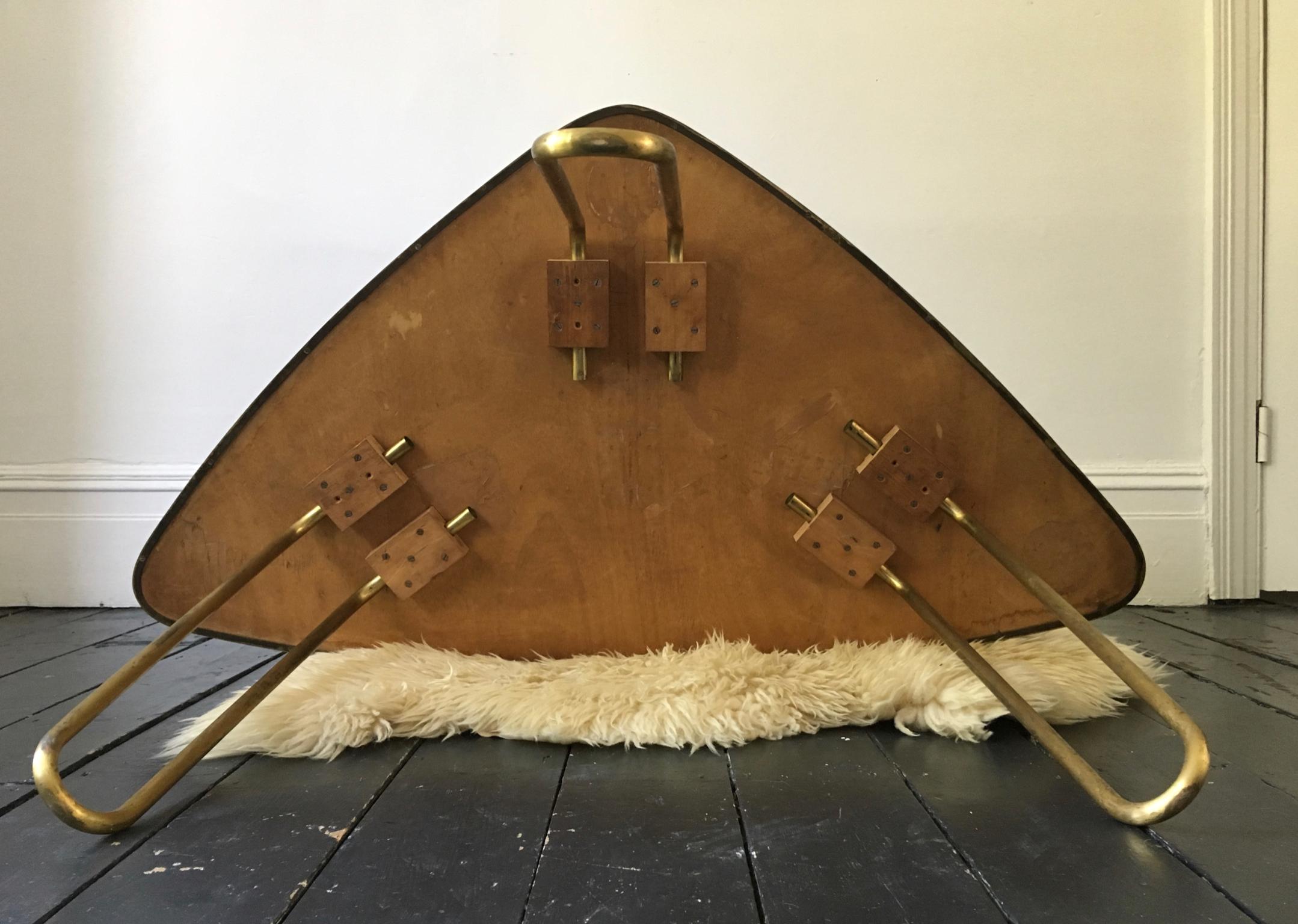 Midcentury Marble Mosaic Table with Brass Details Attributed to Berthold Müller 6