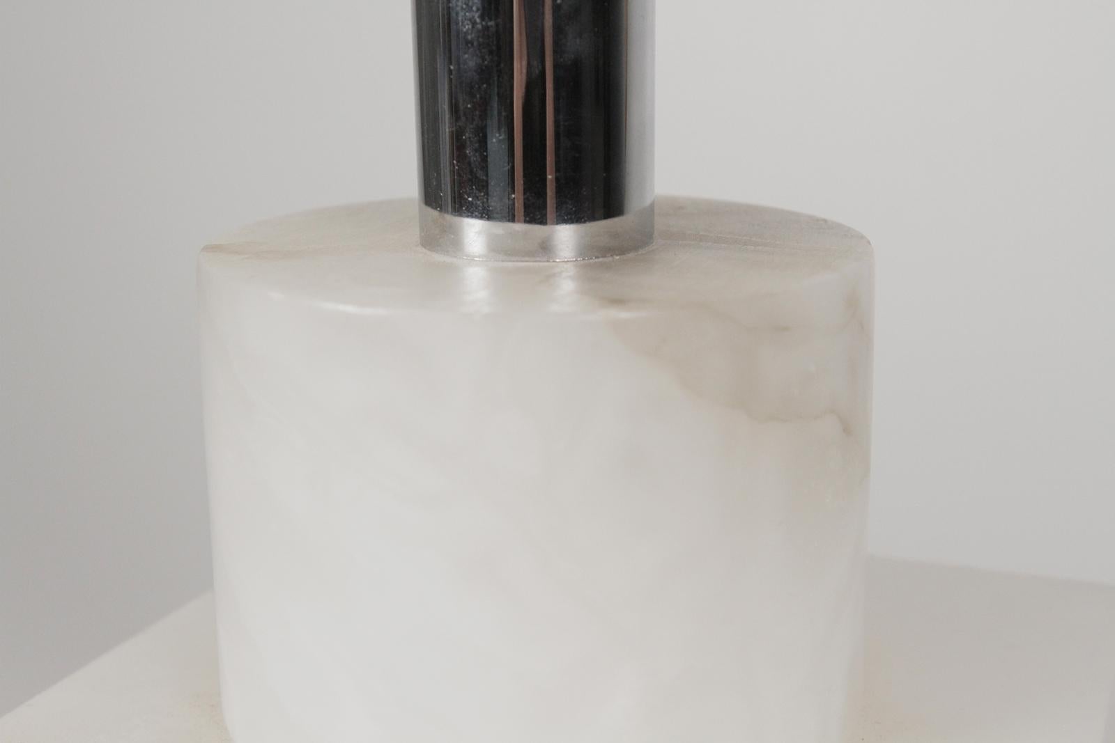 Italian Midcentury Marble Table Lamp with Custom-Made Shark Skin Shade