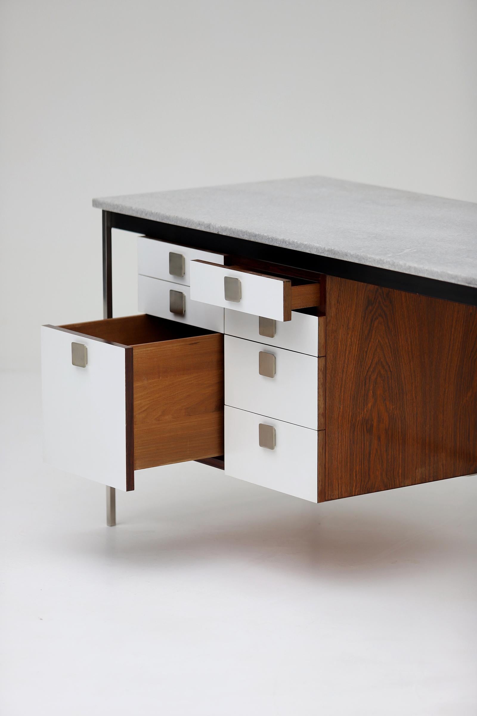 Metal Midcentury Marble Vanity Table / Desk by Alfred Hendrix for Belform, 1960