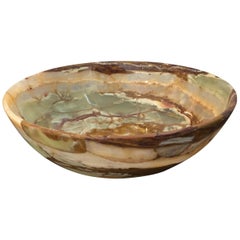 Midcentury Marbled Green Onyx Decorative Vessel or Bowl