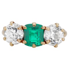 MidCentury Marcus & Co 1.40 Carat Cushion Emerald and Diamond Engagement Ring