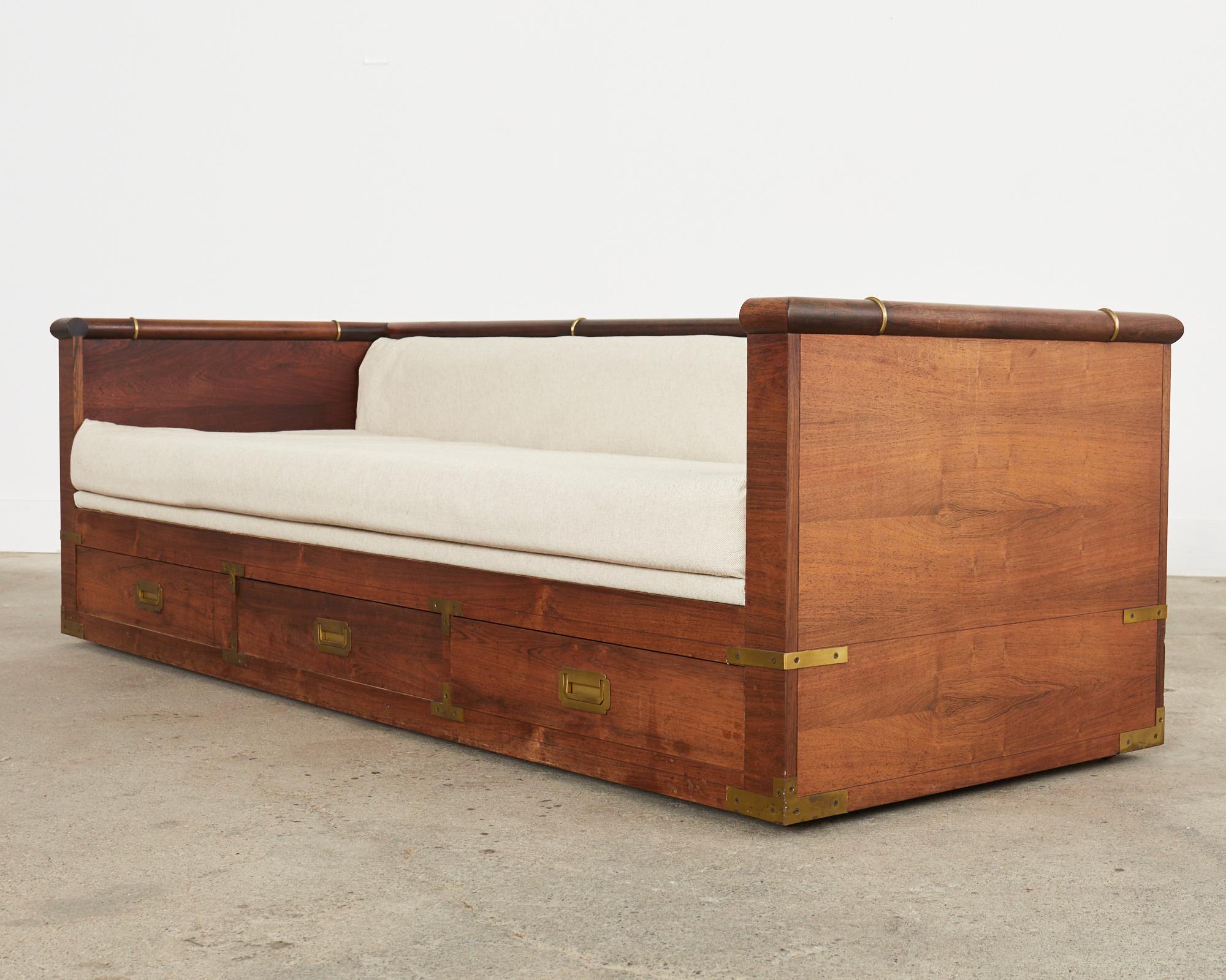 Mid-Century Marge Carson Mahogany Campaign Case Sofa Daybed 5