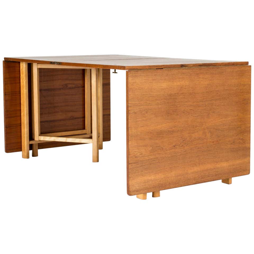 1950 Bruno Mathsson Maria Gateleg Table-Dark Walnut Finish at 1stDibs